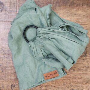 Wildbird Ring Sling Linen Green Standard Length Black Rings